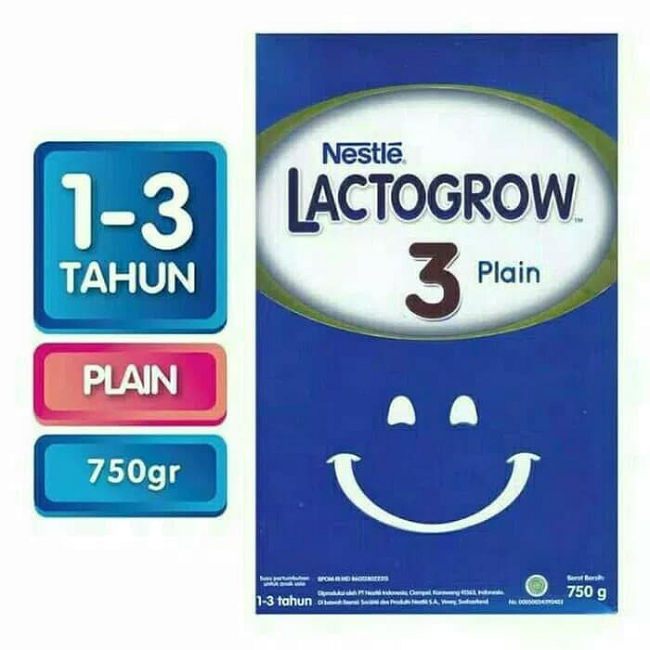 LACTOGROW 3 PLAIN BOX 1-3 TAHUN 750G